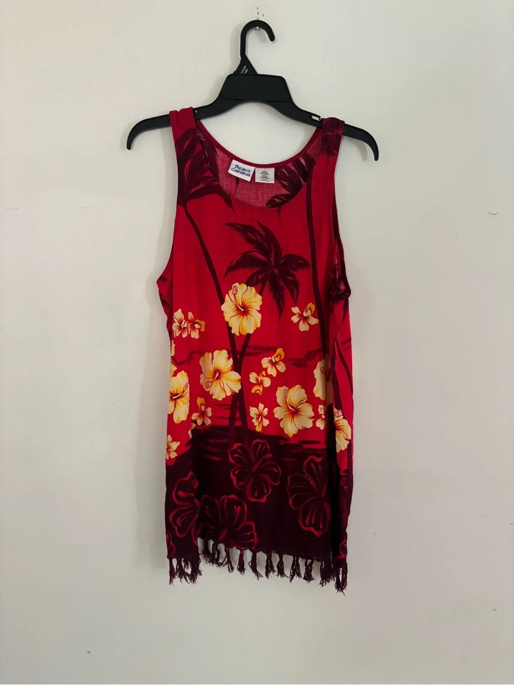 Beach Cabana Tropical Swimsuit Cover Up Dress Fringe M